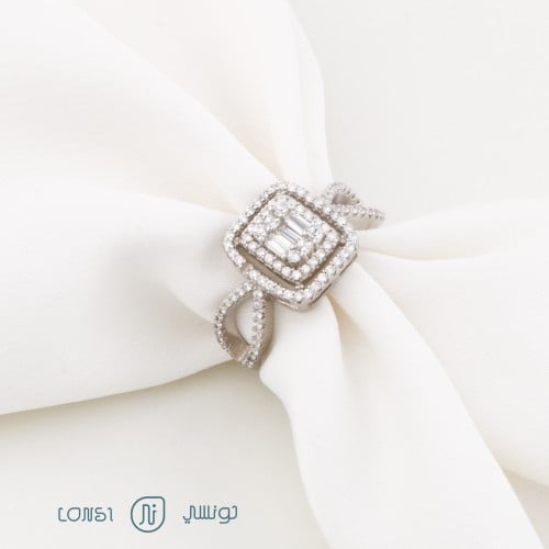 خاتم سوليتير فضة عيار 925