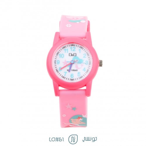 ساعة أطفال من الربل بلون وردي
