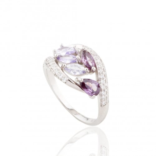 خاتم ملون فضة عيار 925