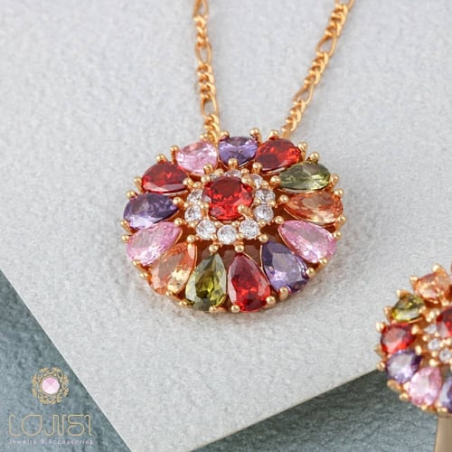 طقم فاخر ملون ذهبي