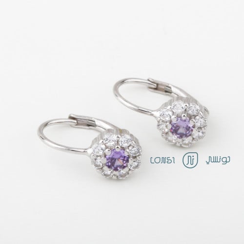 حلق ملون فضة عيار 925 - 15