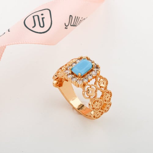 خاتم زركون ملون ذهبي