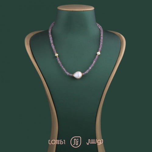 عقد لؤلؤ باروك فضة عيار 925