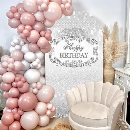 طقم بالونات حفلات كبير بألوان بينك وذهبي