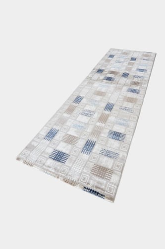 سجاد ممرات مربعات ازرق 300*100 سم