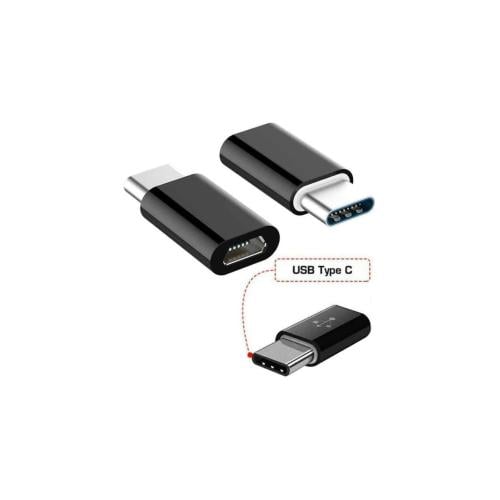 محول شاحن مايكرو USB إلى Type-C – لون أسود