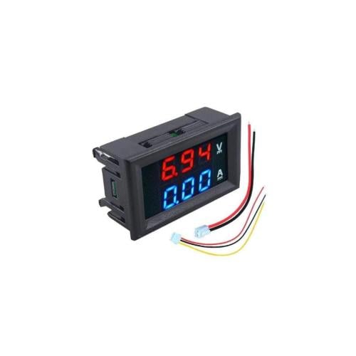 فولتميتر وأميتر LED مزدوج 0.28" – قياس حتى 100V و1...