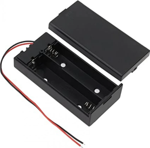 حامل بطاريتين AA مع غطاء وأسلاك توصيل – AAX2