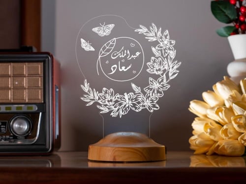 أبجورة ورد - أبجورة مضيئة بالاسم مناسبة كهدية للحب...