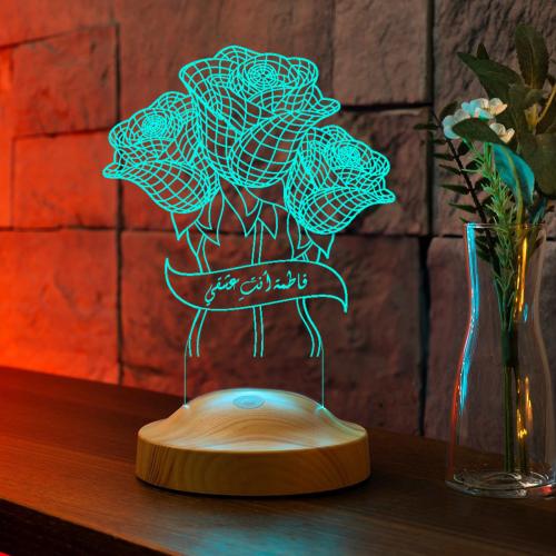 أبجورة ورد جوري - أبجورة مضيئة بالاسم مناسبة كهدية...