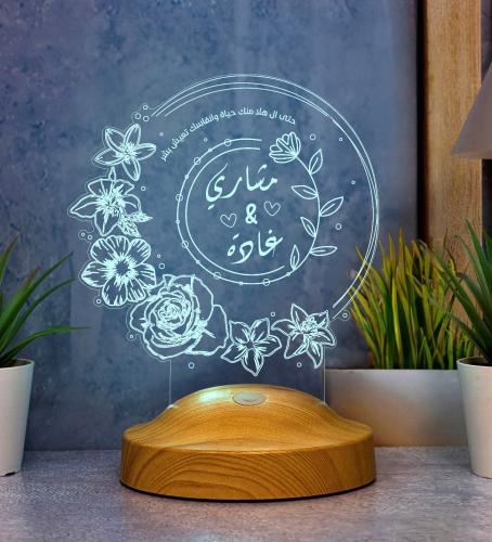 أبجورة زهرة - أبجورة مضيئة بالاسم مناسبة كهدية للح...