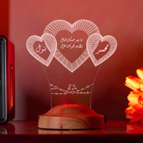 أبجورة قلوب - ابجورة مضيئة بالاسم مناسبة كهدية لعي...