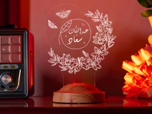 أبجورة ورد - أبجورة مضيئة بالاسم مناسبة كهدية للحب...