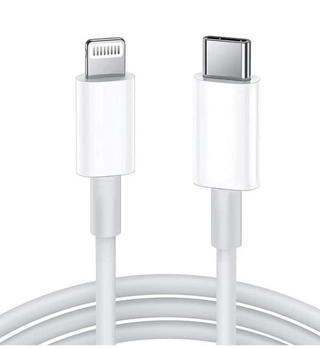 سلك شاحن ايفون PD -يدعم الشحن السريع -لون ابيض