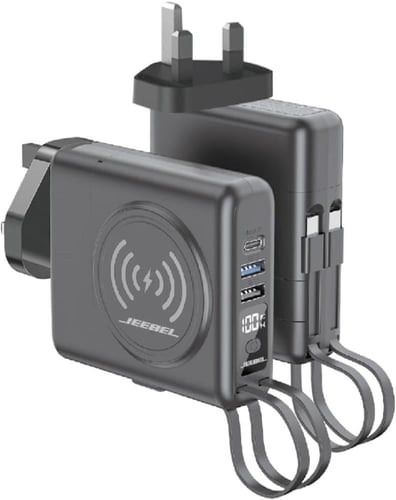 JEEBEL - ا 5 في 1باور بانك وشاحن جداري ولاسلكي عال...