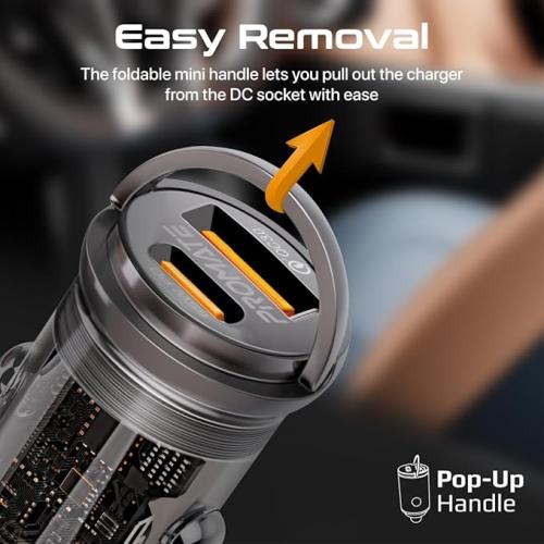 بروميت شاحن سيارة، محول سيارة شفاف صغير للغاية 65...