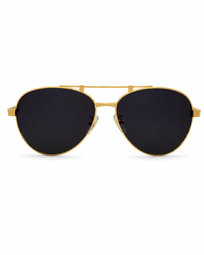 نظارة شمسية رجالية كارتييه إطار ذهبي وأذرع عنابي | Cartier Men's Gold Frame Sunglasses
