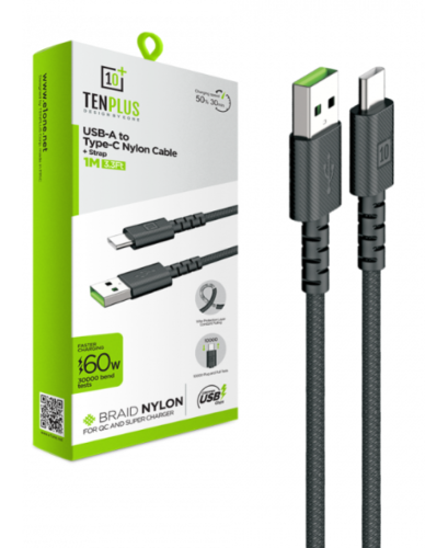 كيبل شحن سريع بطول 1 متر (3.3 قدم) من USB-A إلى تا...