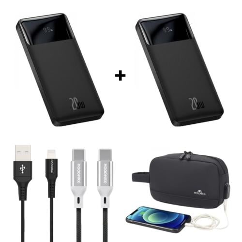 بكج شنطة يد و كيبل يو اس بي لايتنج جلد 1 متر و كيب...