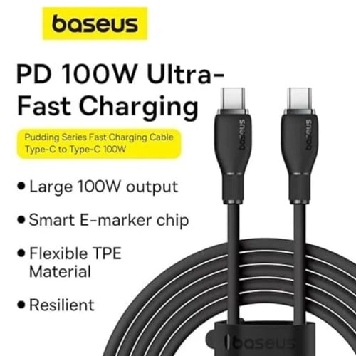 بيسوس - كيبل تايب سي الي تايب سي بطول 1.2 متر بقوة...