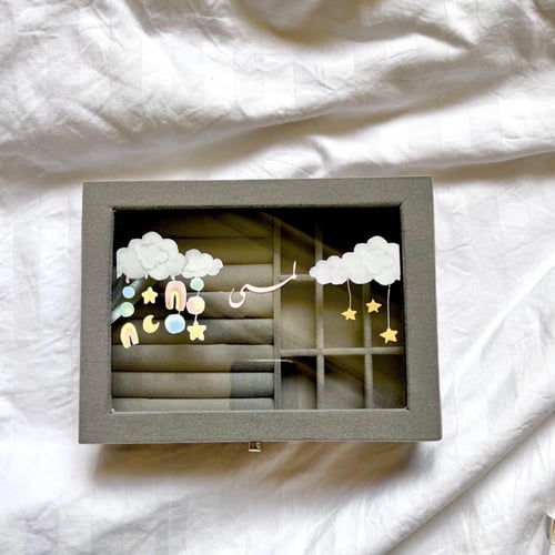 10 علبة مخملية | غطاء زجاجي لحفظ المجوهرات