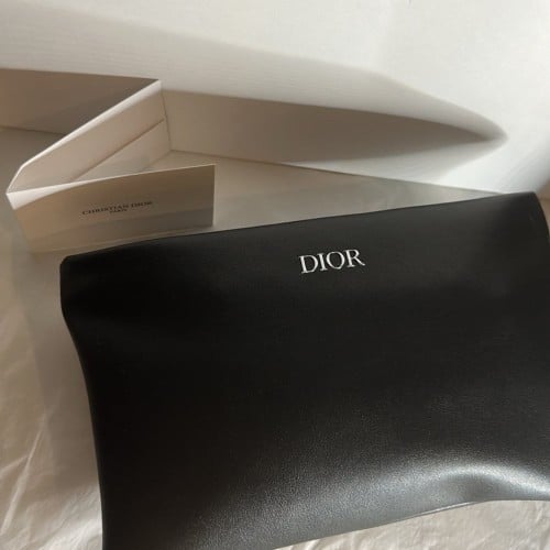 Dior Vegan Leather Pouch - Black