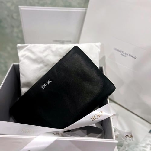 Dior Vegan Leather Pouch - Black