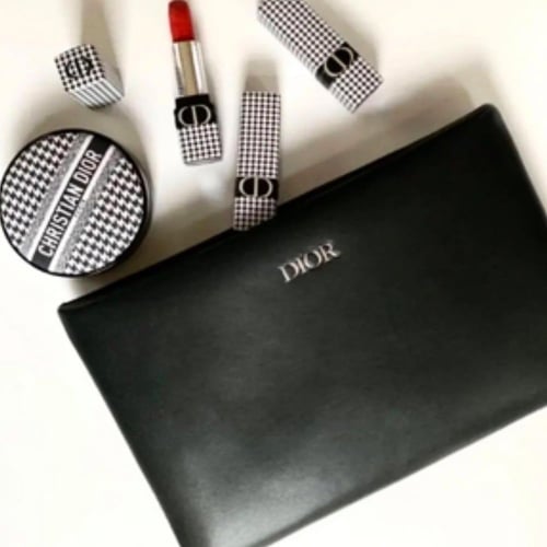 Dior Vegan Leather Pouch - Black