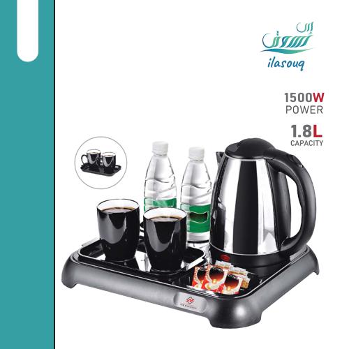 طقم غلاية الفنادق مع كوبين من السيراميك 1.8 لتر