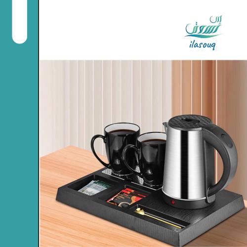 طقم غلاية الفنادق مع كوبين من سيراميك