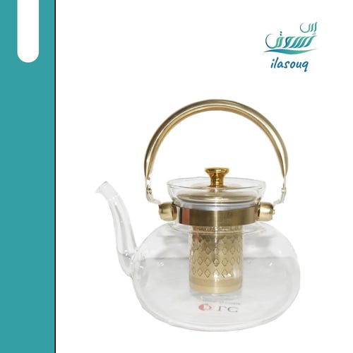 إبريق شاى زجاجى 1.4 لتر مع فلتر للتنقية