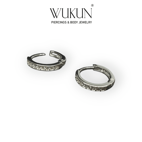 أقراط فضة عيار 925S حلق وسط بفصوص