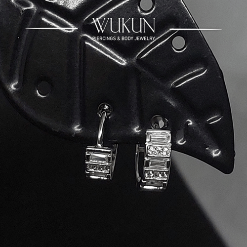 أقراط فضة عيار 925S حلقة فصوص عرضية