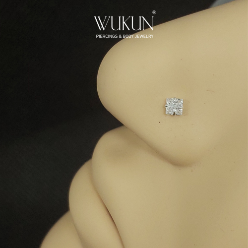 زمام بيرسينج فضة 925S شنكار فص شكل مربع