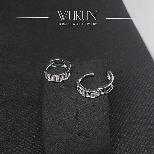 أقراط فضة عيار 925S حلقة فصوص عرضية