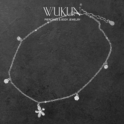 خلخال فضة 925s وردة متلألئة