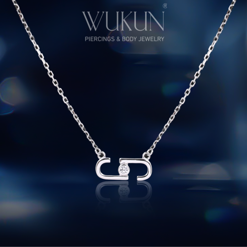 سلسال فضة عيار 925 شكل مشبك بفص