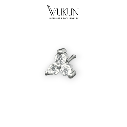 زمام بيرسينج فضة 925s طرف مدبب وردة ثلاث فصوص