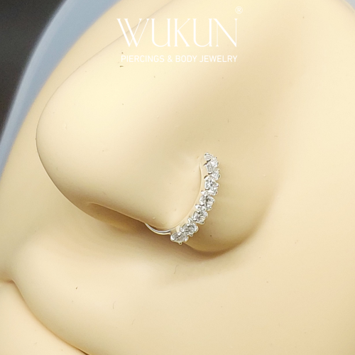 زمام بيرسينج فضة 925S دائري حلقة بسبع فصوص بيضاء