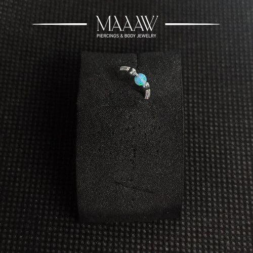 زمام بيرسينج فضة 925s دائري حلقة كرتين وخرزة سماوي...