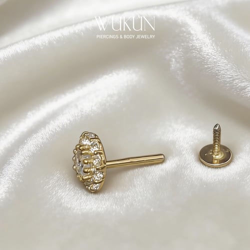 بيرسينج برغي باك فلات Back Flat ذهب عيار 18k فصوص...