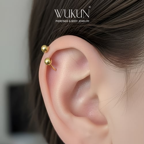 حلق بيرسينج ذهب عيار 18k بشكل حذوة الحصان