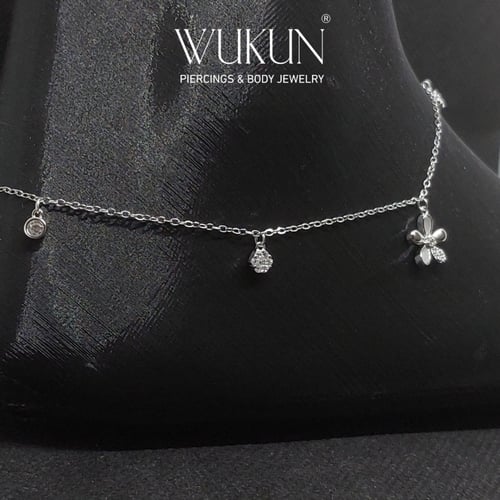 خلخال فضة 925s وردة متلألئة