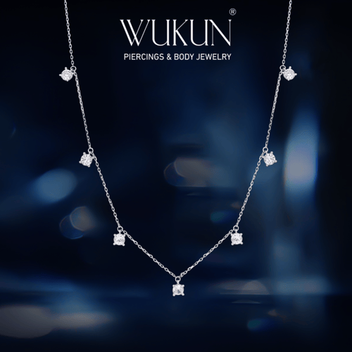 سلسال فضة سبع فصوص بيضاء موديل 950