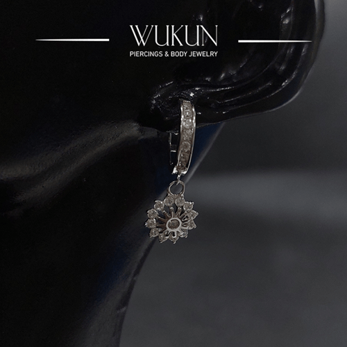 أقراط فضة عيار 925S حلقة بوردة معلقة