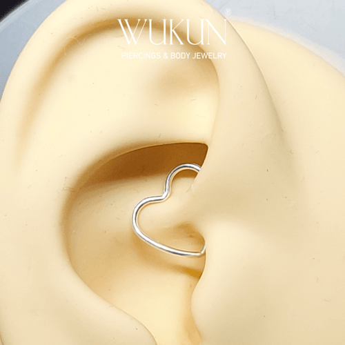 بيرسينج حلقة فضة 925s بشكل قلب