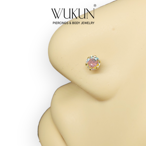 جديد زمام بيرسينج ذهب عيار 18K بفص عاكس ألوان كبير...