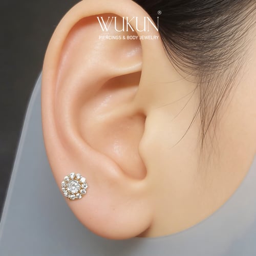 بيرسينج برغي باك فلات Back Flat ذهب عيار 18k فصوص...