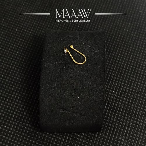 زمام ذهب عيار 18k بدون خرم شكل نجمة بفص أبيض