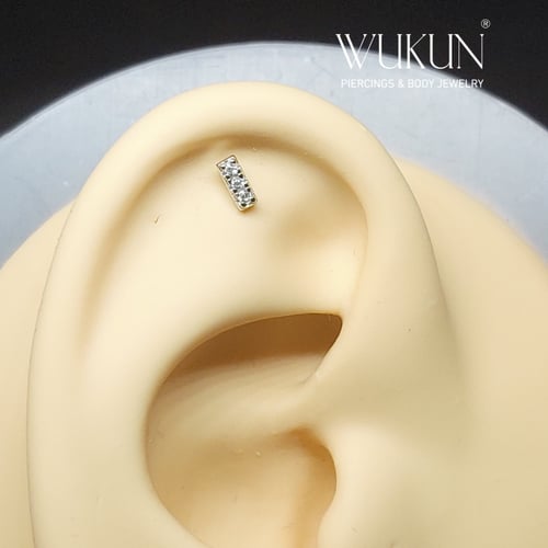 بيرسينج فضة 925s برغي باك فلات شكل ثلاث فصوص طولية